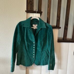 Genuine Leather Teal Women's Blazer
